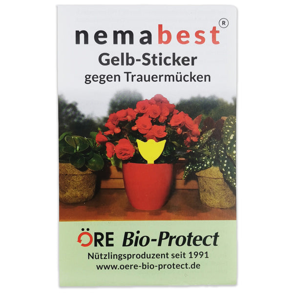 nemabest® Gelb-Sticker gegen Trauermücken, steckbar und giftfrei